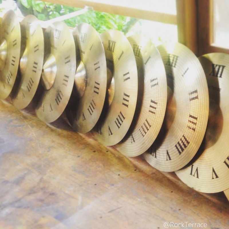 Rock Terrace Cymbal Clocks in the workshop